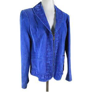 Vintage Bamboo Traders Blue Suede Leather Jacket,